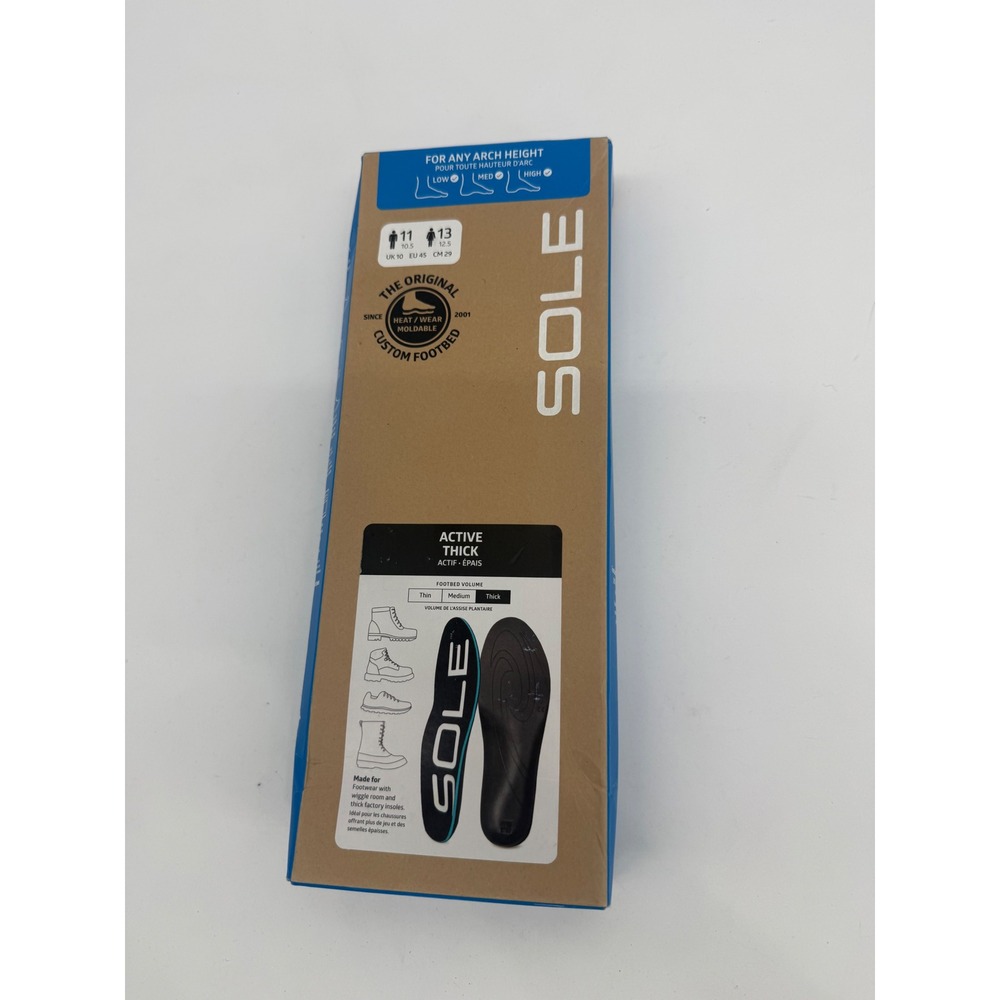 SOLE Active Thick Custom Footbed Insoles Men 11 Women 13 Moldable Any Ach